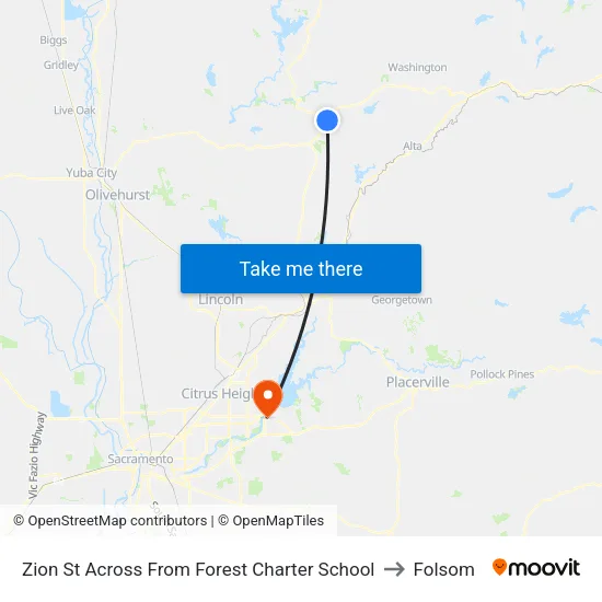 Zion St Across From Forest Charter School to Folsom map