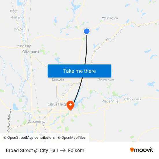 Broad Street @ City Hall to Folsom map