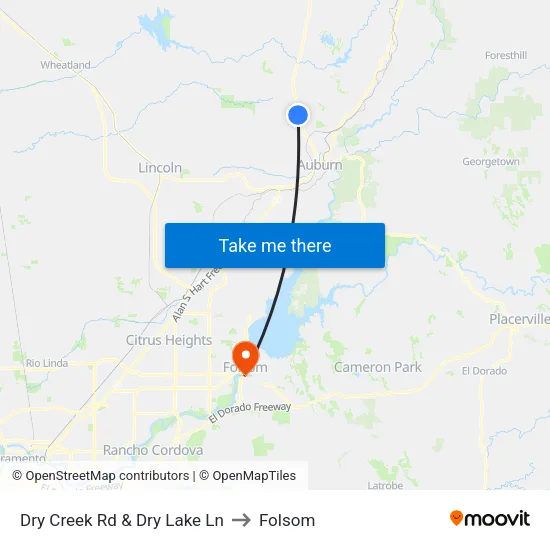 Dry Creek Rd & Dry Lake Ln to Folsom map