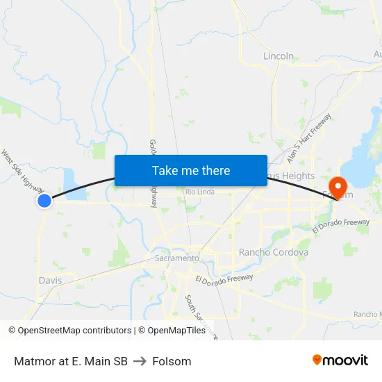 Matmor at E. Main SB to Folsom map