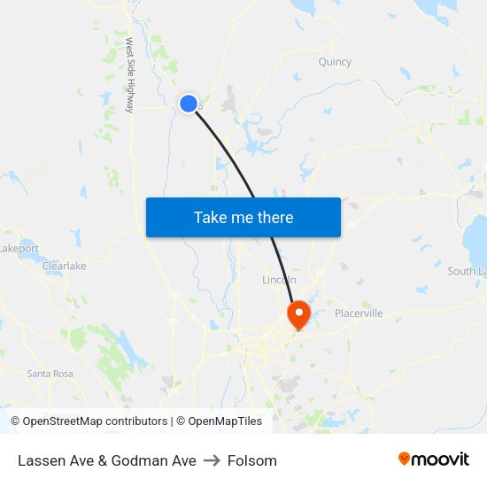 Lassen Ave & Godman Ave to Folsom map