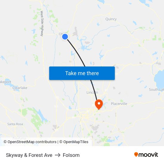 Skyway & Forest Ave to Folsom map