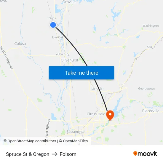 Spruce St & Oregon to Folsom map