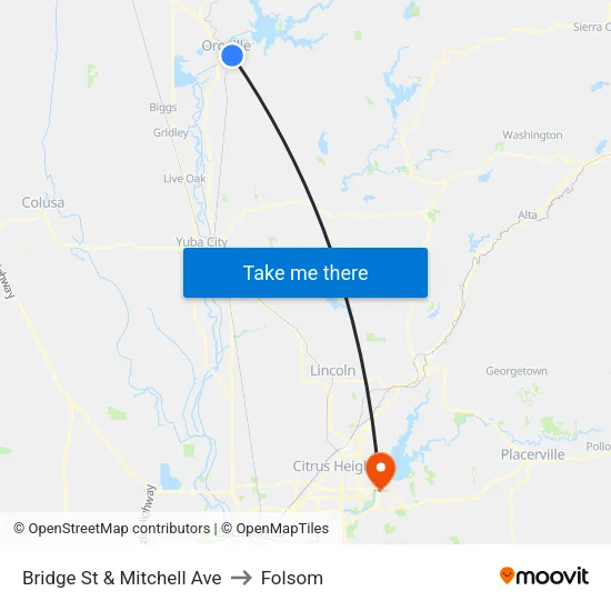 Bridge St & Mitchell Ave to Folsom map