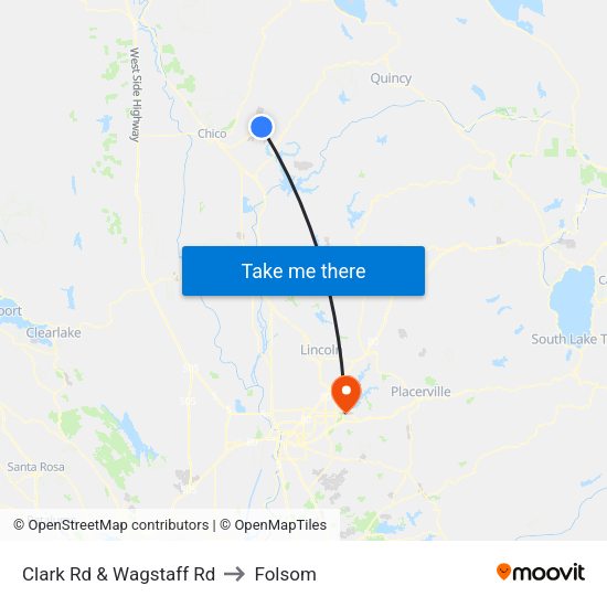 Clark Rd & Wagstaff Rd to Folsom map