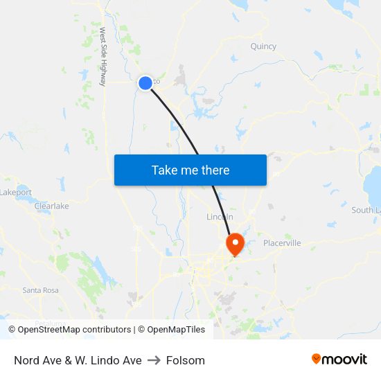 Nord Ave & W. Lindo Ave to Folsom map