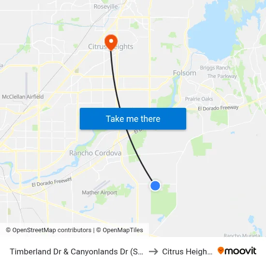 Timberland Dr & Canyonlands Dr (SB) to Citrus Heights map