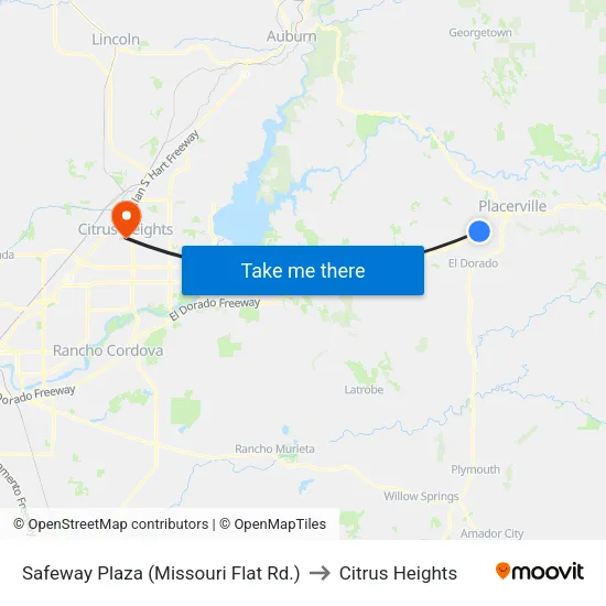 Safeway Plaza (Missouri Flat Rd.) to Citrus Heights map