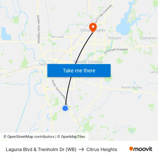 Laguna Blvd & Trenholm Dr (WB) to Citrus Heights map