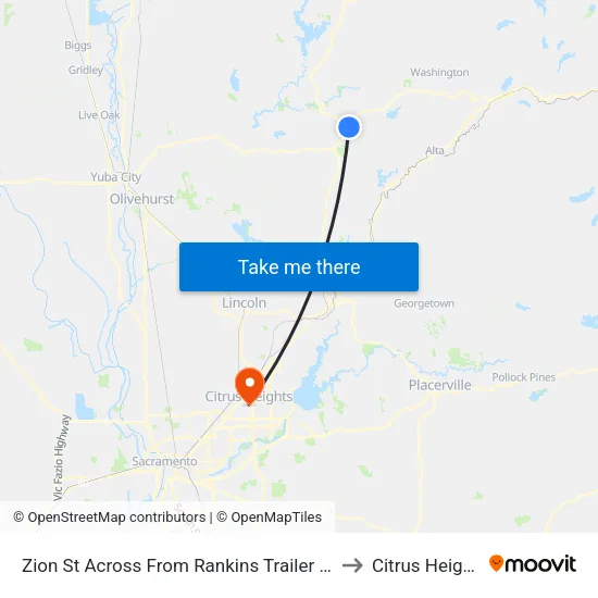 Zion St Across From Rankins Trailer Park to Citrus Heights map