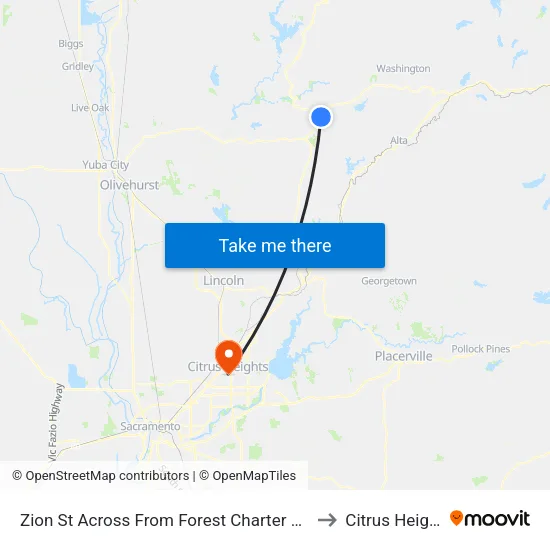 Zion St Across From Forest Charter School to Citrus Heights map