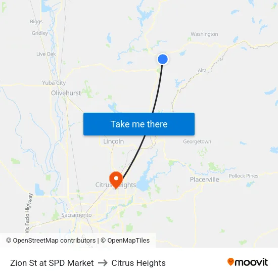 Zion St at SPD Market to Citrus Heights map