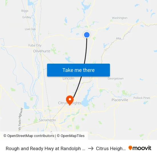 Rough and Ready Hwy at Randolph Ln to Citrus Heights map