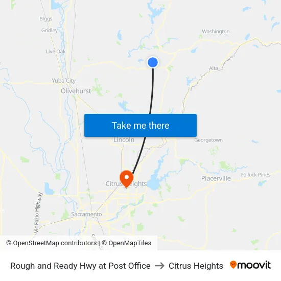 Rough and Ready Hwy at Post Office to Citrus Heights map