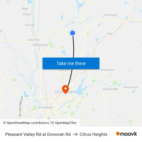 Pleasant Valley Rd at Donovan Rd to Citrus Heights map