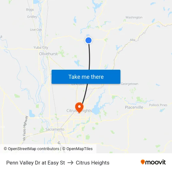 Penn Valley Dr at Easy St to Citrus Heights map