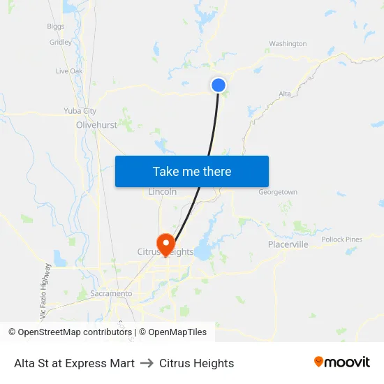 Alta St at Express Mart to Citrus Heights map