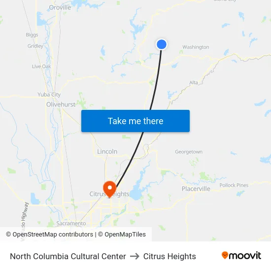 North Columbia Cultural Center to Citrus Heights map