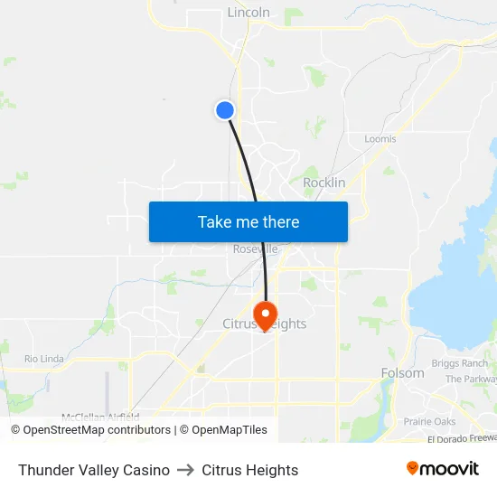Thunder Valley Casino to Citrus Heights map