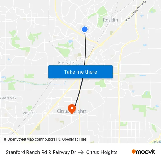 Stanford Ranch Rd & Fairway Dr to Citrus Heights map