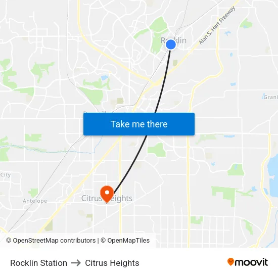 Rocklin Station to Citrus Heights map