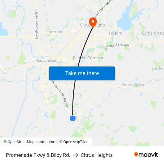 Promenade Pkwy & Bilby Rd. to Citrus Heights map