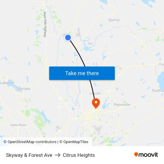 Skyway & Forest Ave to Citrus Heights map