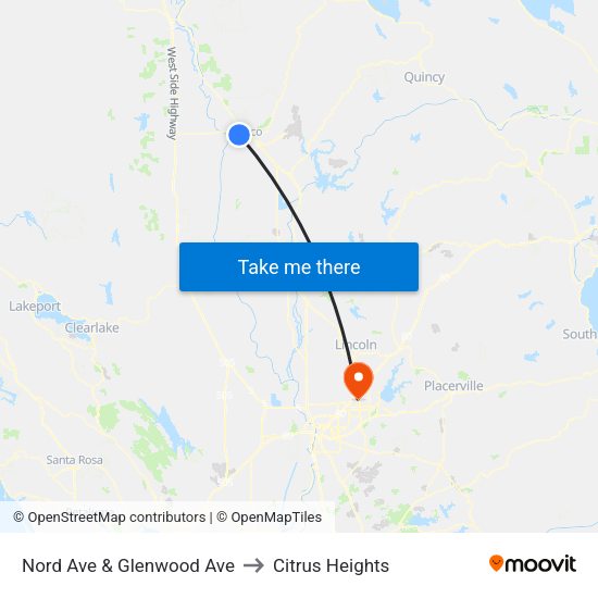 Nord Ave & Glenwood Ave to Citrus Heights map