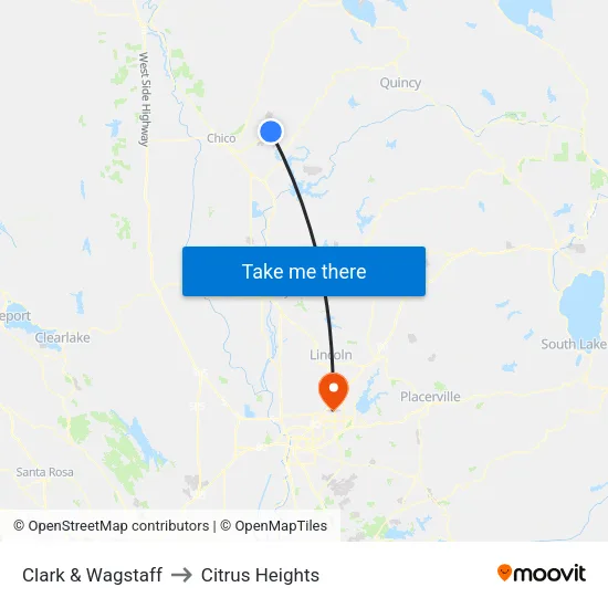 Clark & Wagstaff to Citrus Heights map