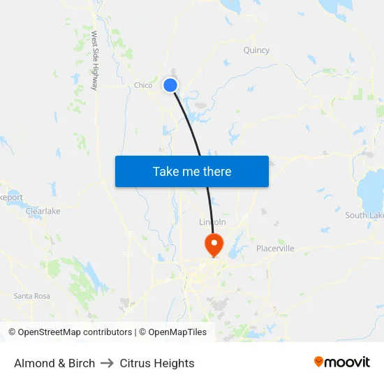 Almond & Birch to Citrus Heights map