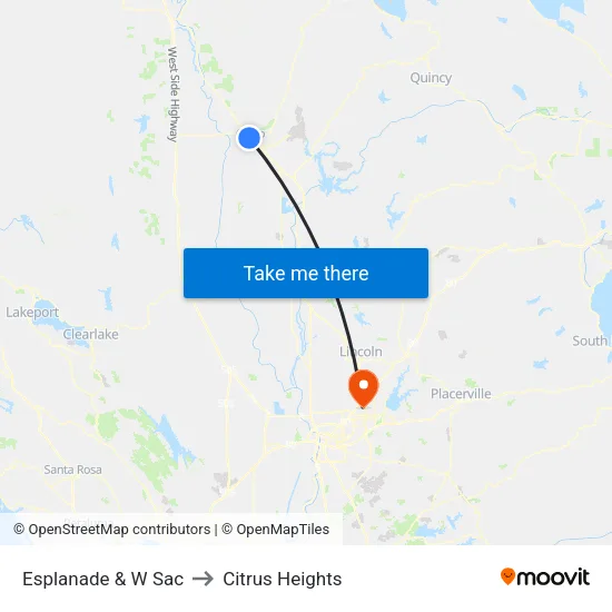 Esplanade & W Sac to Citrus Heights map