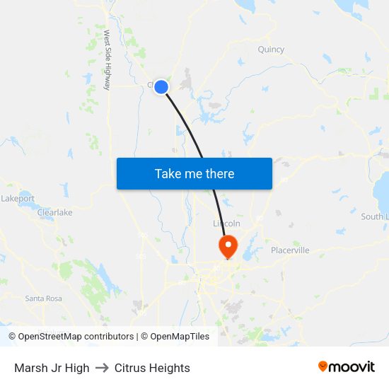 Marsh Jr High to Citrus Heights map
