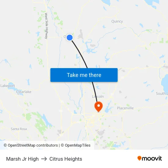 Marsh Jr High to Citrus Heights map