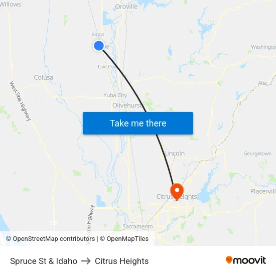 Spruce St & Idaho to Citrus Heights map