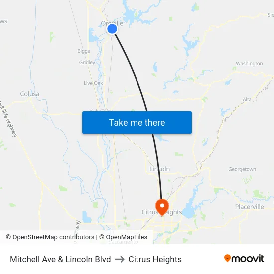 Mitchell Ave & Lincoln Blvd to Citrus Heights map