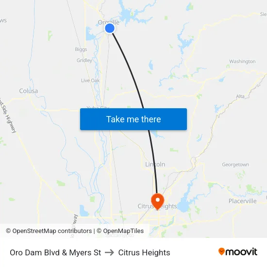 Oro Dam Blvd & Myers St to Citrus Heights map
