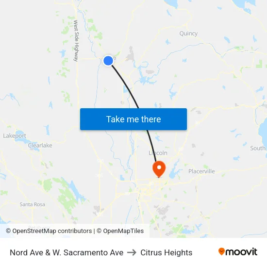 Nord Ave & W. Sacramento Ave to Citrus Heights map