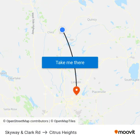 Skyway & Clark Rd to Citrus Heights map