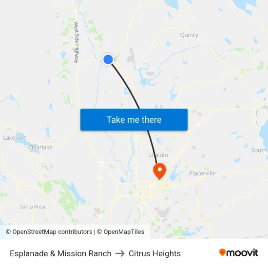 Esplanade & Mission Ranch to Citrus Heights map