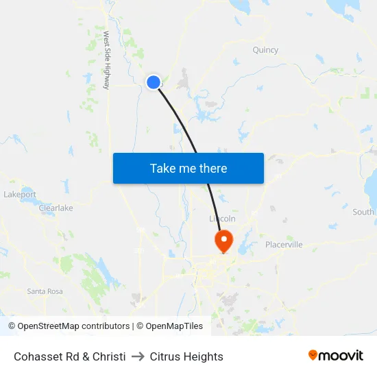 Cohasset Rd & Christi to Citrus Heights map