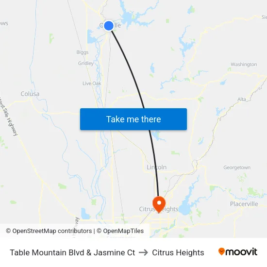 Table Mountain Blvd & Jasmine Ct to Citrus Heights map