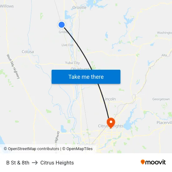 B St & 8th to Citrus Heights map