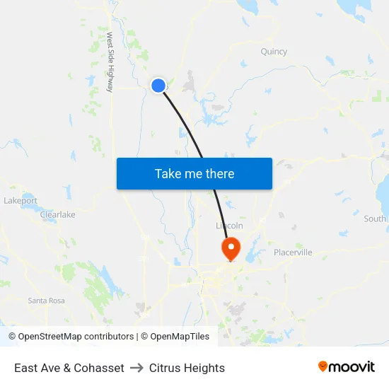 East Ave & Cohasset to Citrus Heights map
