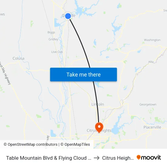 Table Mountain Blvd & Flying Cloud Dr to Citrus Heights map