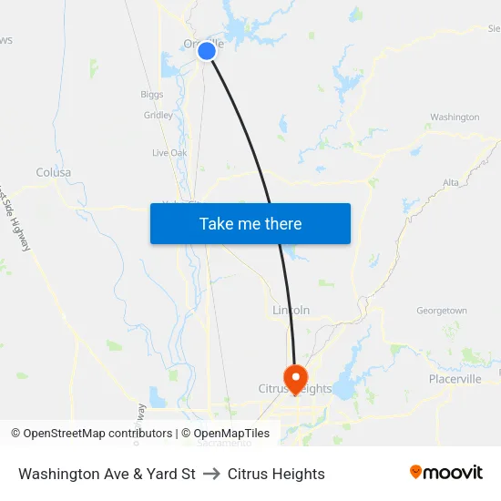 Washington Ave & Yard St to Citrus Heights map