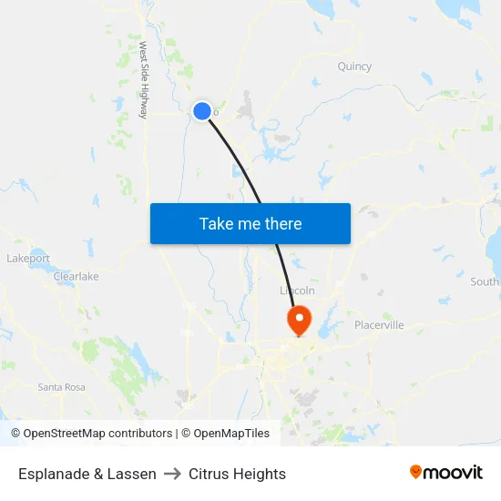 Esplanade & Lassen to Citrus Heights map