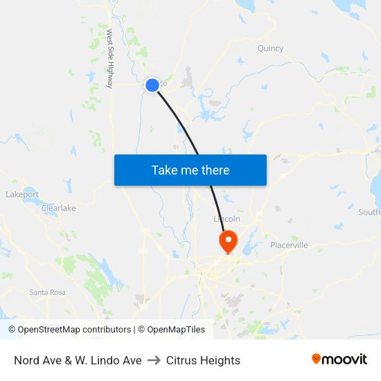 Nord Ave & W. Lindo Ave to Citrus Heights map