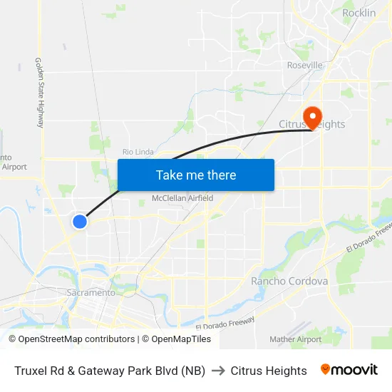 Truxel Rd & Gateway Park Blvd (NB) to Citrus Heights map