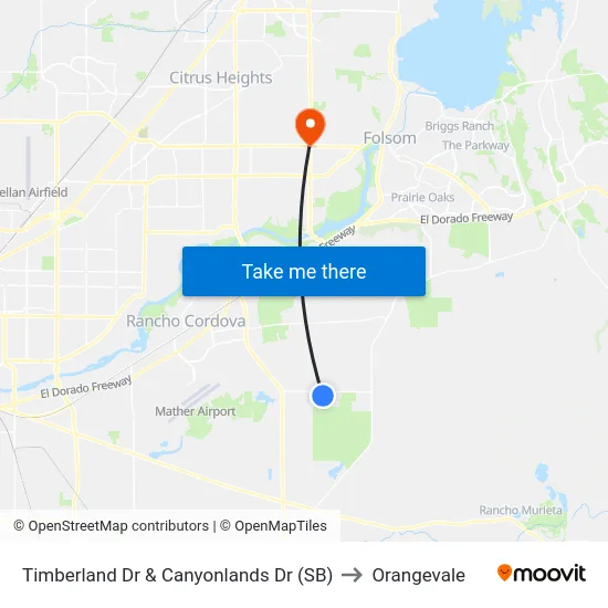Timberland Dr & Canyonlands Dr (SB) to Orangevale map