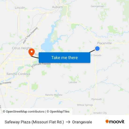 Safeway Plaza (Missouri Flat Rd.) to Orangevale map
